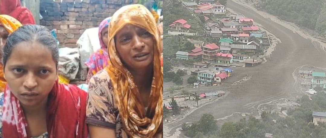 धराली में मलबों के बीच अपनों को तलाशते लोग