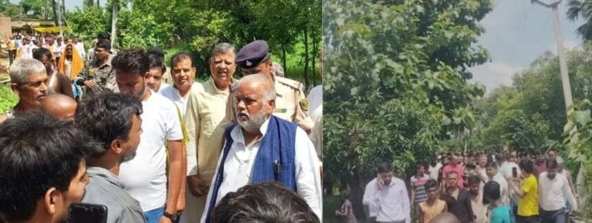 मंत्री को भीड़ ने दौड़ाया