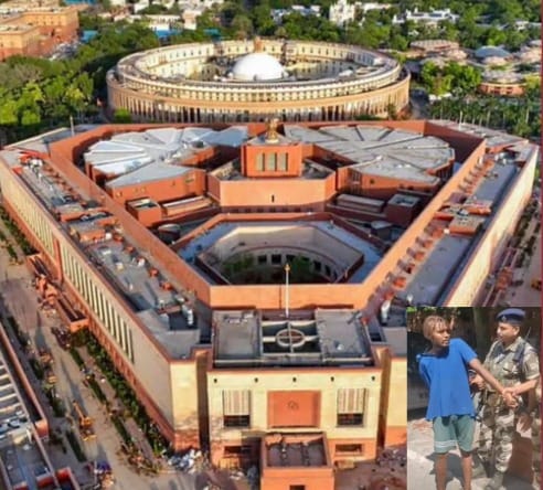 सांसद भवन की दीवार फांदकर कूड़ा व्यक्ति