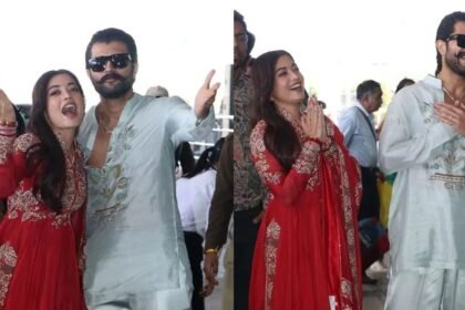 मांग में सिंदूर और लाल जोड़े में नजर आईं 'नेशनल क्रश'