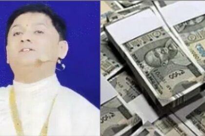 अहमदाबाद क्राइम ब्रांच द्वारा गिरफ्तार प्रदीप गुरुजी और जब्त किए गए नकली नोटों का जखीरा।