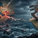 Dramatic visualization of Iran-Israel war impact on Indian Rupee (₹)