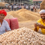 Harnawada Jagir Mandi में लहसुन के बढ़ते भाव और गेहूं की आवक