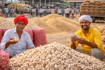 Harnawada Jagir Mandi में लहसुन के बढ़ते भाव और गेहूं की आवक