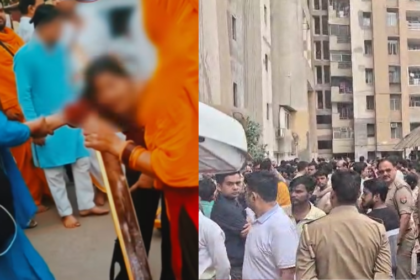 Mathura police investigating minor assault case involving alleged baba with crowd gathered on street