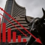 BSE Sensex गिरता हुआ ग्राफ और चिंतित निवेशक