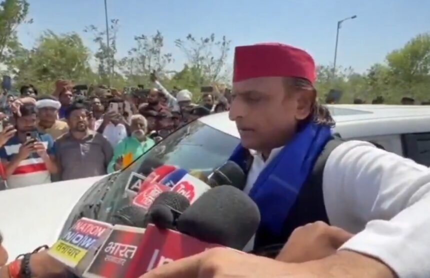 Akhilesh Yadav criticizing Yogi Adityanath government over Noida labour violence