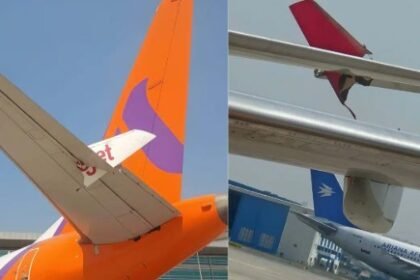 Indira Gandhi International Airport पर SpiceJet और Akasa Air के Boeing 737 विमानों की टक्कर, winglet damage